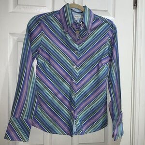 Tommy Hilfiger vintage cotton button down blouse Sz S long sleeve fitted